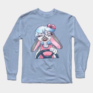 Cute Bunny Girl Driving Design Long Sleeve T-Shirt